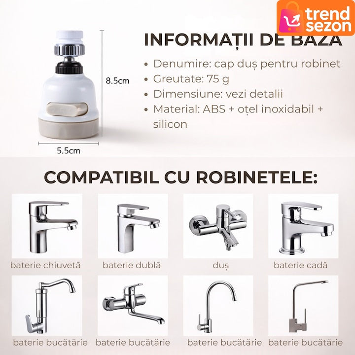 Cap de Robinet Universal cu 3 Moduri de Jet 360° — Curățare Eficientă! 🚿✨ Secondary image