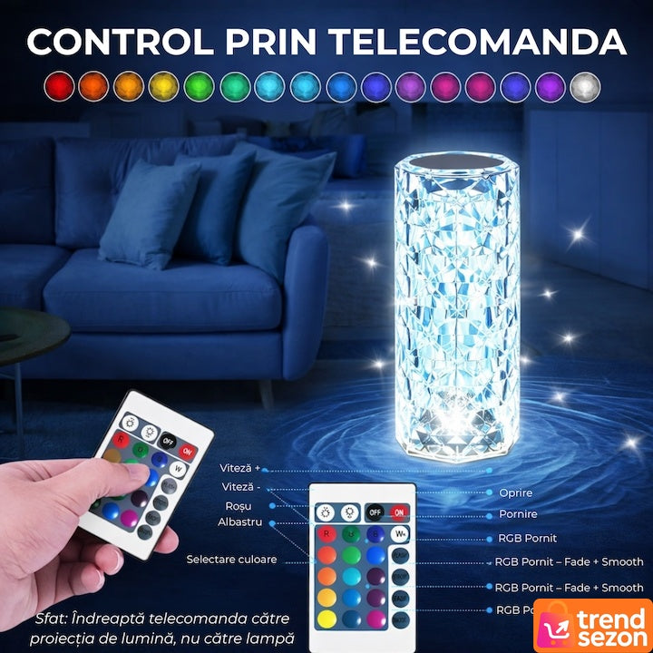 Veioză Cristal RGB cu Telecomandă — Eleganță și Atmosferă Unică ✨💡 Secondary image