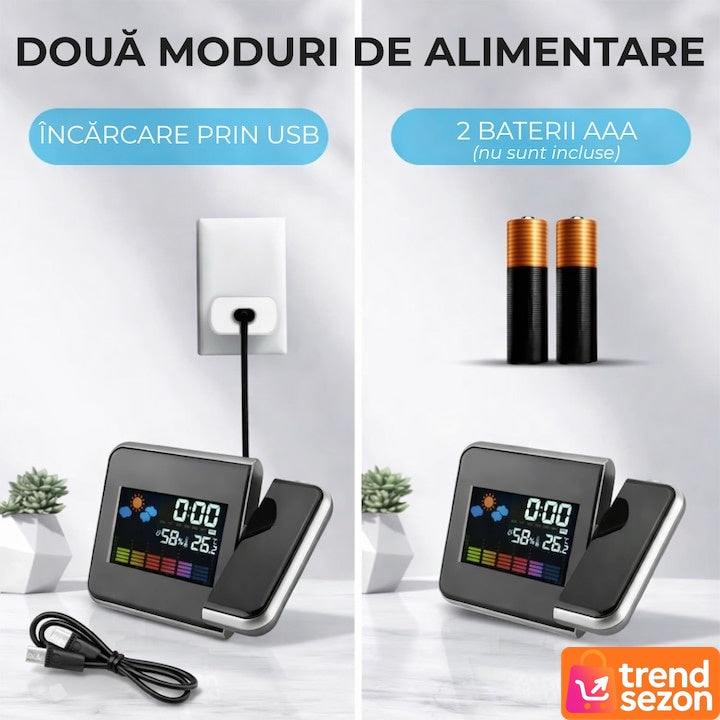 Ceas Proiector LED cu Calendar și Alarma — Monitorizare Meteo Smart 🕰️🌤️ Secondary image