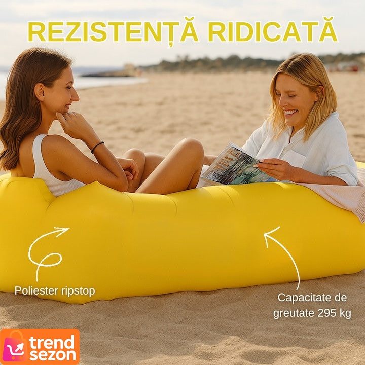 Saltea Gonflabilă Tip Șezlong Galbenă — Umflare Rapidă Fără Pompa ⛱️💨 Secondary image