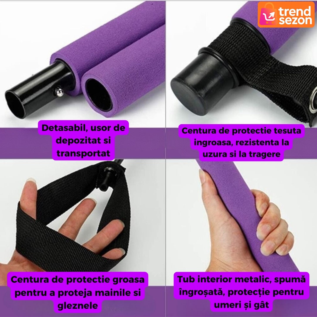 Bara Fitness Multifuncțională cu Benzile Elastice Ajustabile — Antrenamente Acasă Eficiente 💪💜 Secondary image