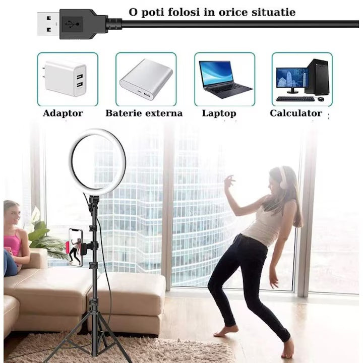 Lampa Circulară LED Profesională 55 cm — Iluminare de Studio Perfectă ✨🌈 Secondary image