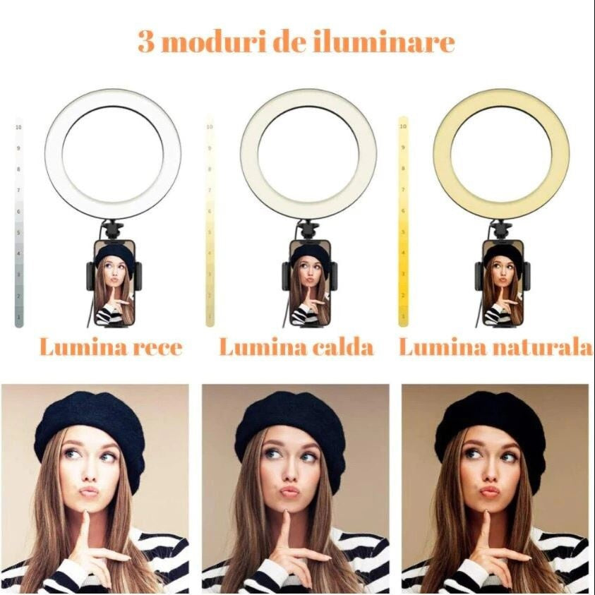 Lampa Circulară LED 35 cm cu Trepied Regabil — Iluminare Profesională! 🌟💡 Secondary image