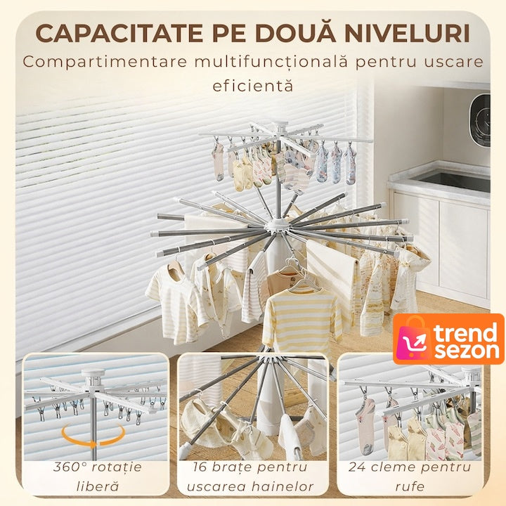 Uscător de Rufe Vertical Pliabil 2 Nivele — Uscare Rapidă 360° 🌬️👚 Secondary image