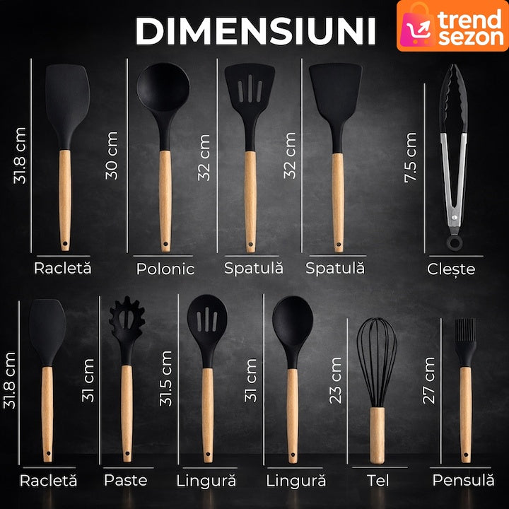Set Ustensile Bucătărie 19 Piese din Silicon și Bambus — Eleganță și Funcționalitate 🍴✨ Secondary image