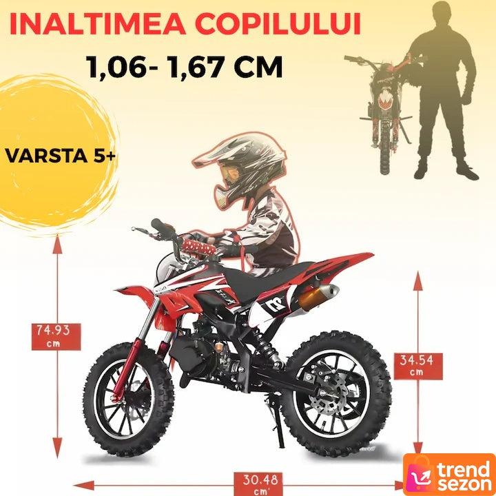 Motocicletă Cross pentru Copii 49cc cu Roti Groase — Aventură Off-Road! 🏍️🌲 Secondary image