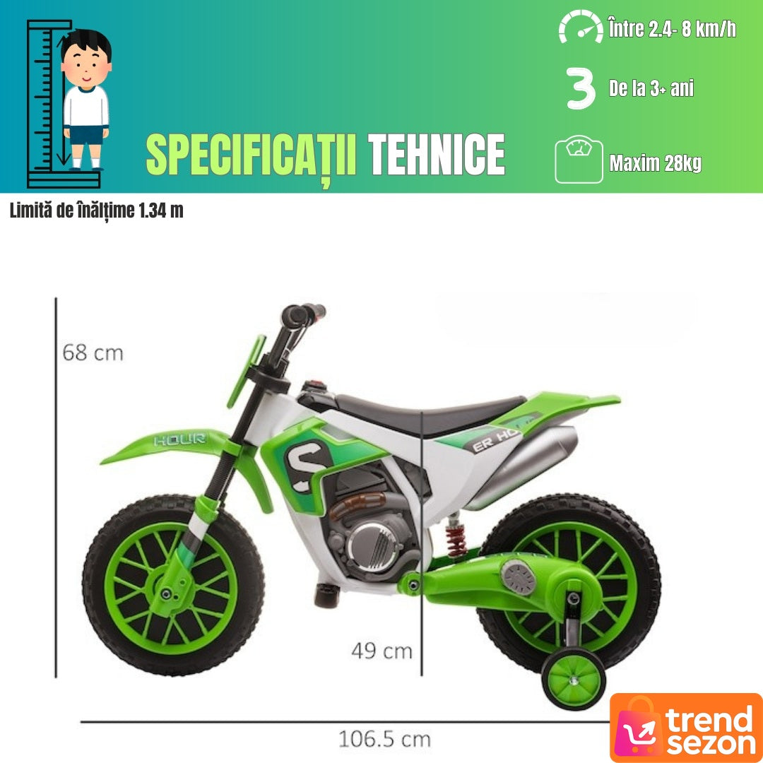 Motocicletă pentru Copii cu Roti Ajutătoare Verde — Distracție În Siguranță! 🏍️💚 Secondary image
