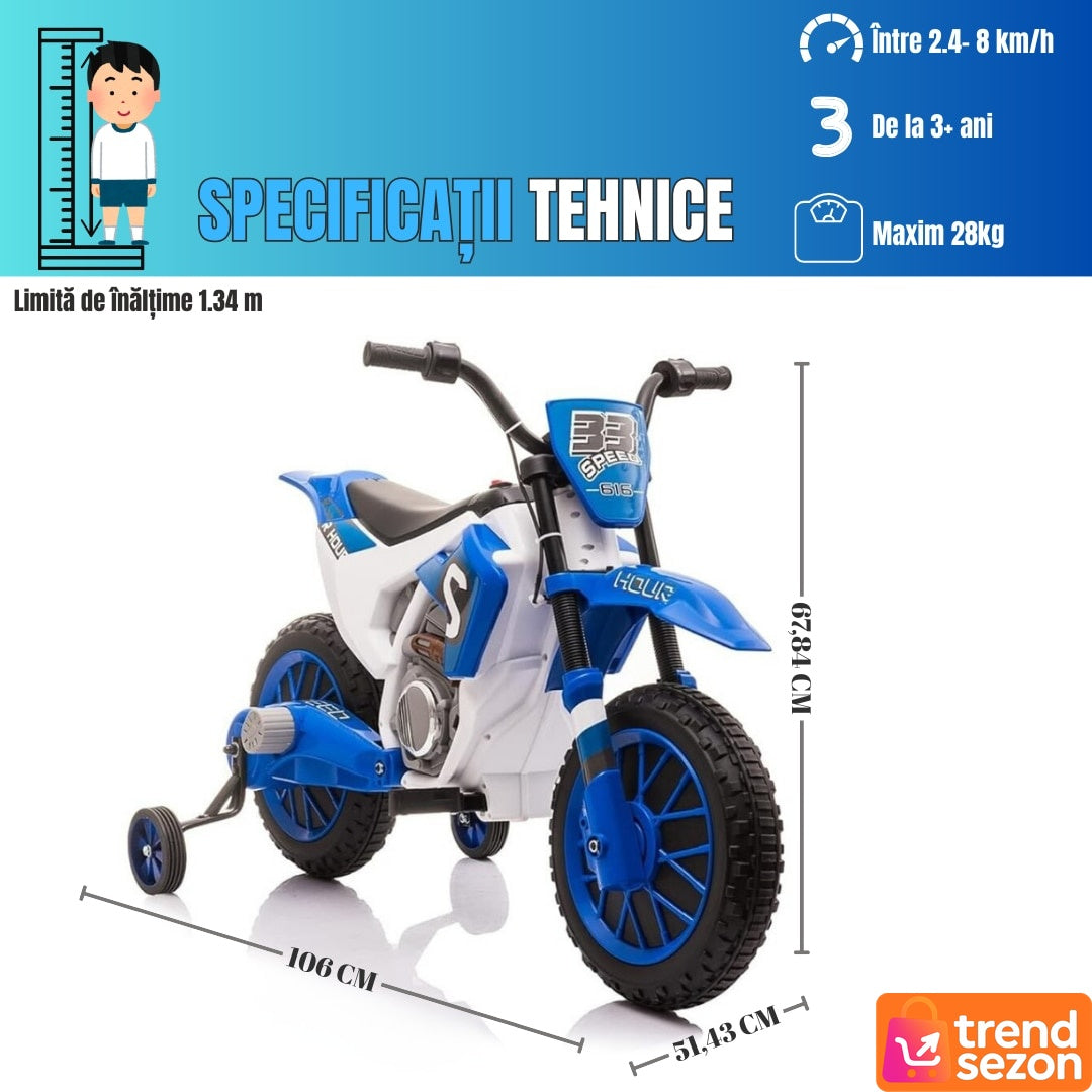 Motocicletă pentru Copii cu Roti de Sprijin Albastră — Distracție asigurată! 🏍️💙 Secondary image