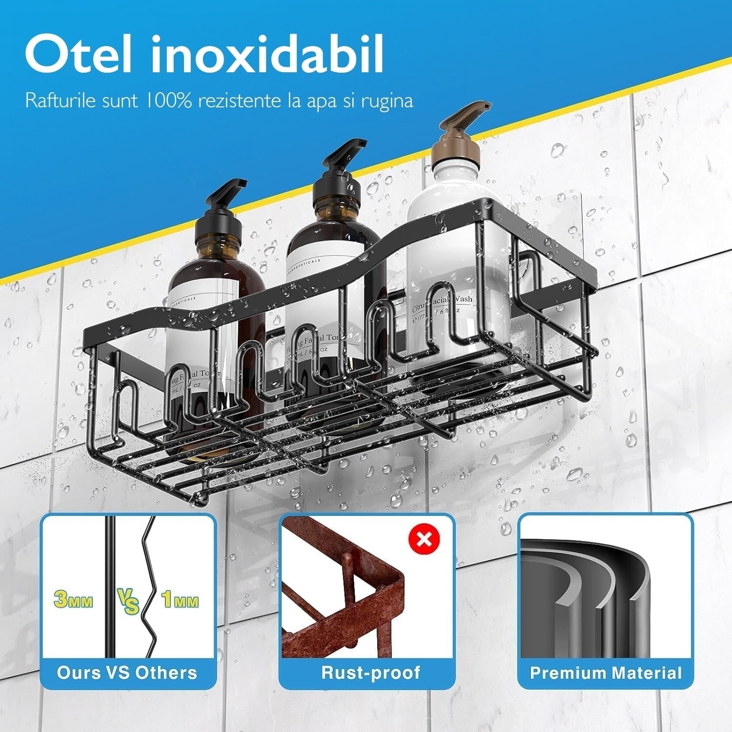 Set 5 Rafturi Organizatoare Inox Negru pentru Baie și Bucătărie — Design Modern și Practic 🖤✨ Secondary image