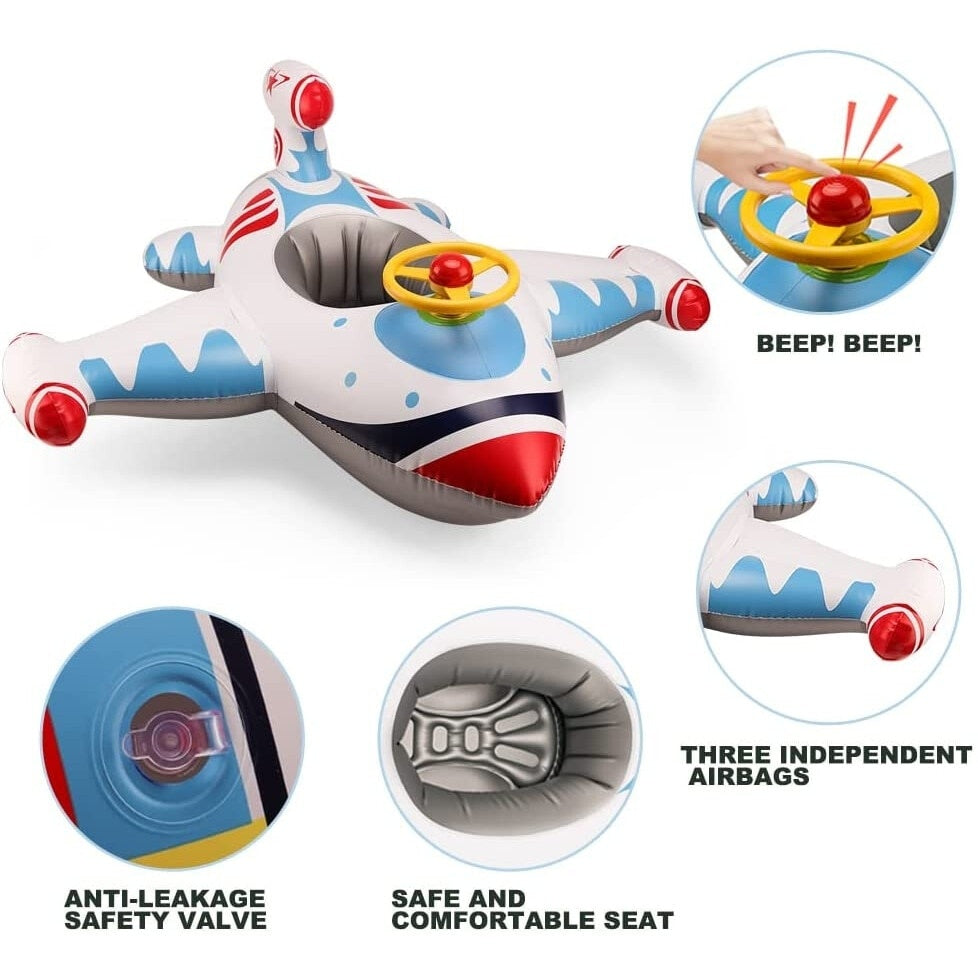 Colac Gonflabil pentru Înot Avion cu Volan și Claxon — Distracție Acvatică! ✈️💦 Secondary image