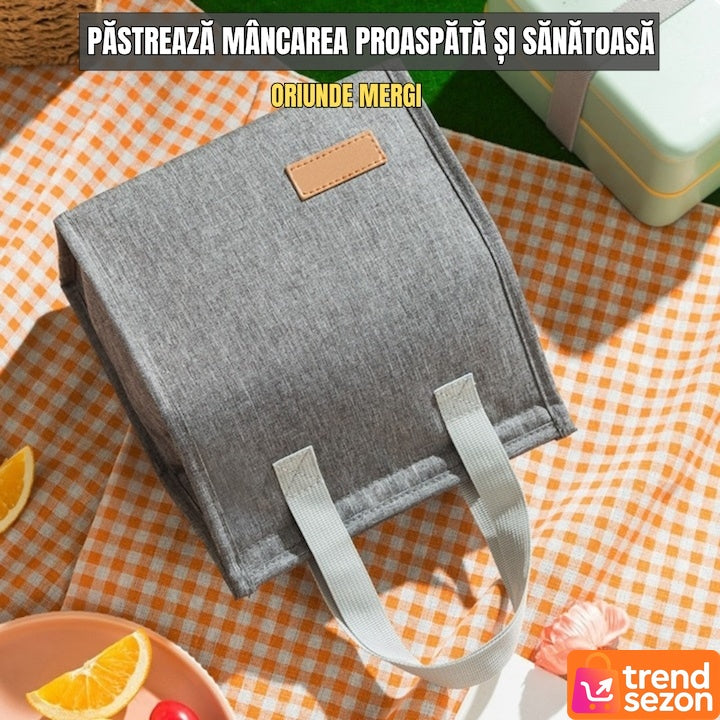 Geantă Termoizolantă Multifuncțională Gri — Ideală pentru Birou și Picnic 🥪🌿 Secondary image