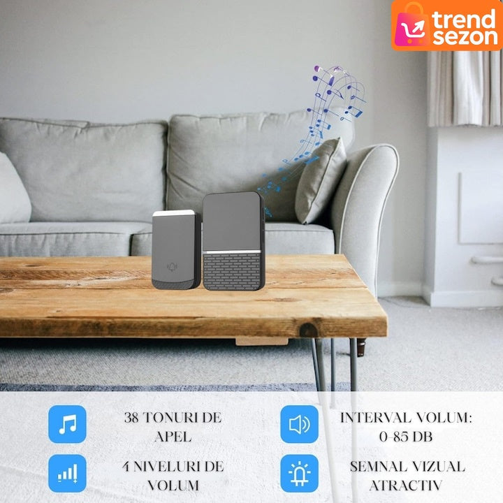 Sonerie Fără Fir cu Rază de 260 m și Volum Reglabil — Confort și Versatilitate 🔔✨ Secondary image