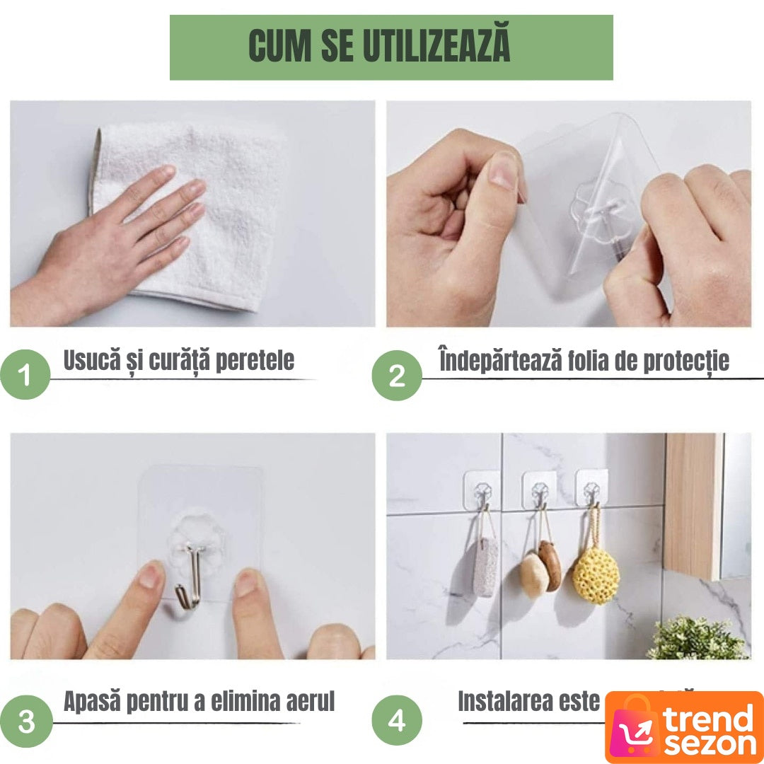 Set 10 Cârlige Autoadezive Transparente 180° — Organizează-ți Spațiul 🏡✨ Secondary image