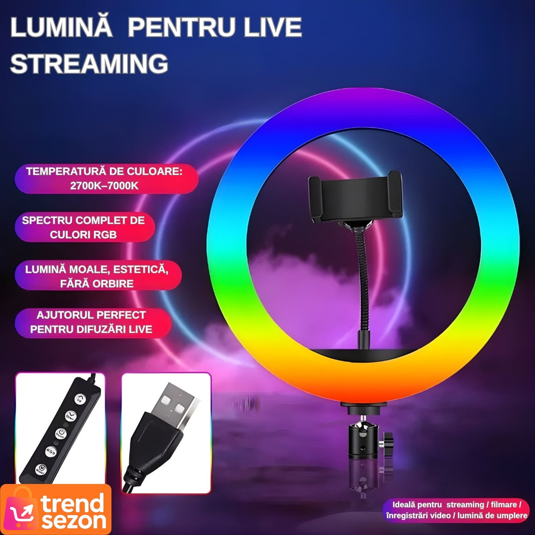 Lampa Circulară RGB LED 30 cm — Iluminare Perfectă pentru Selfie-uri 📸🌈 Secondary image