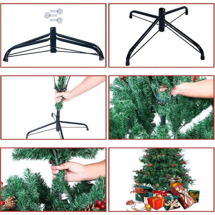Brad de Crăciun Artificial 1.8 m cu Suport Metalic și Decoruri Multicolore 🎄✨ Secondary image