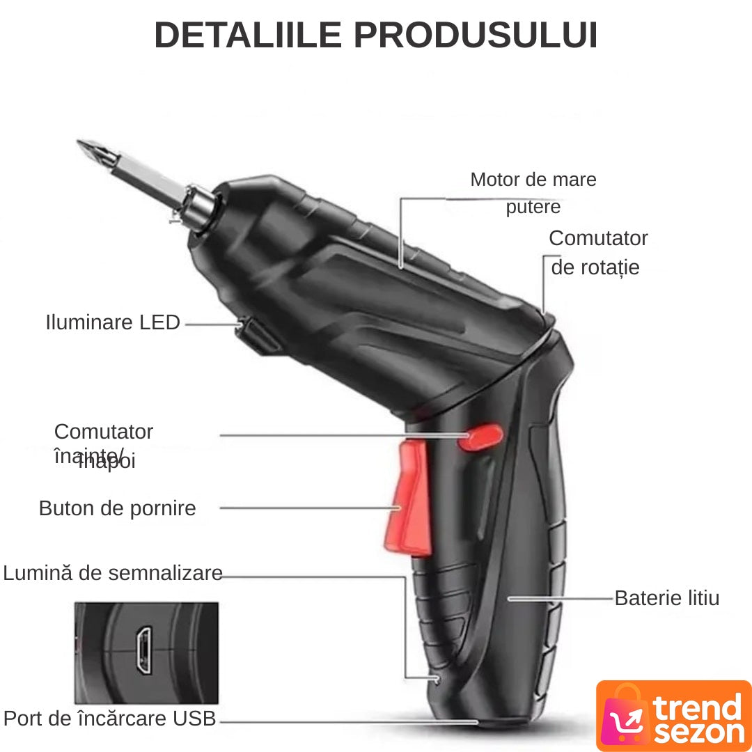 Șurubelniță Electrică Portabilă cu 47 Piese — Putere și Versatilitate 🔧⚡ Secondary image
