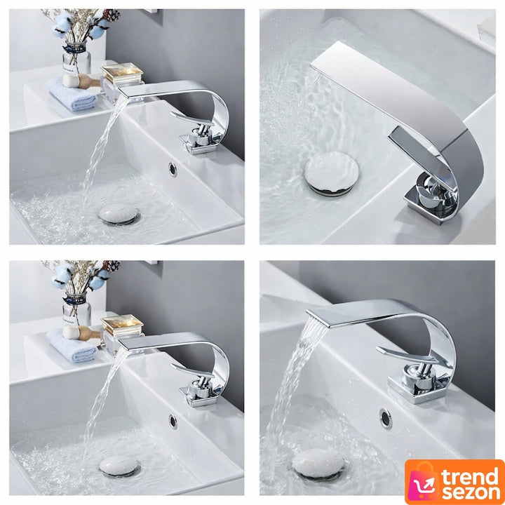 Robinet Baie Tip Cascadă din Alamă cu Finisaj Argintiu — Design Modern 🚿✨ Secondary image