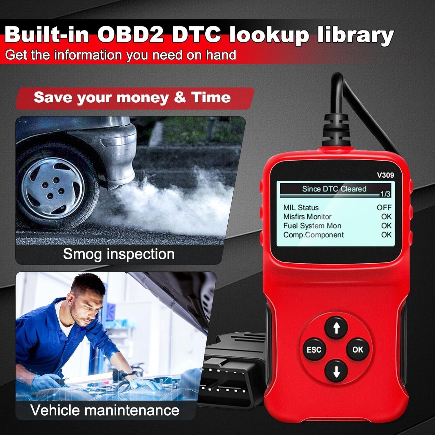 Tester Auto OBD2 V309 cu Ecran LCD Mare — Diagnostic Rapid și Precis 🚗🔍 Secondary image