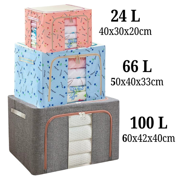 Cutie Depozitare Textil Pliabil 66L cu Fermoar și Feronă Transparentă — Spațiu Organizat! 📦✨