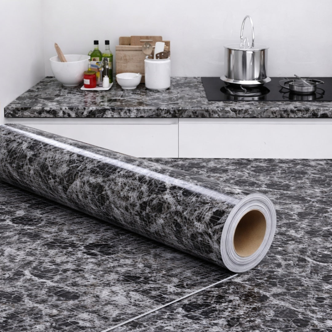 Folie Autoadezivă Marmorat Gri închis 10 m x 60 cm — Transformă-ți Spațiul! ✨🖤 Secondary image