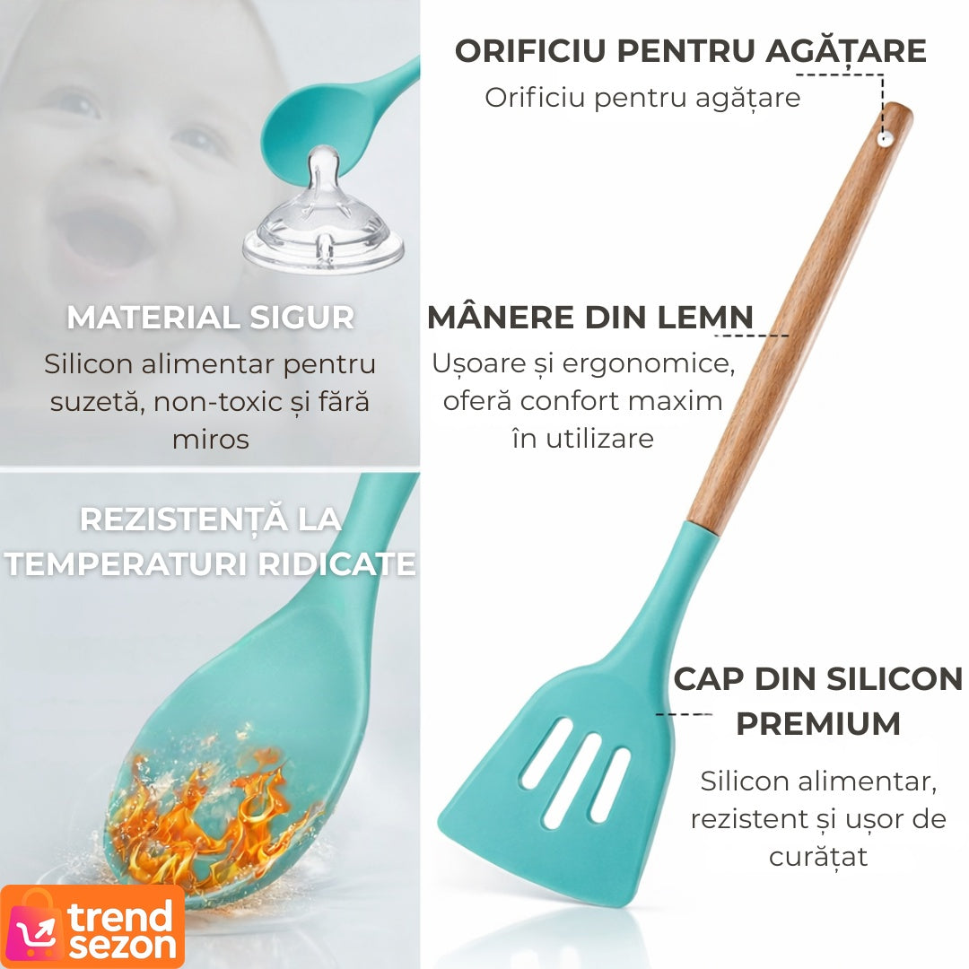 Set Ustensile de Bucătărie Silicon Premium 19 Piese - Organizare Elegantă 💙🍴 Secondary image