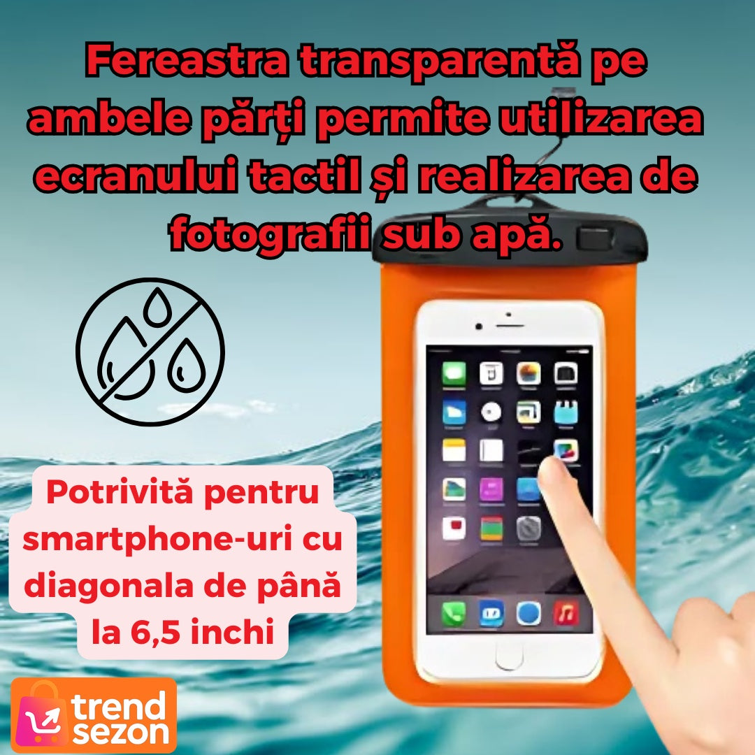 Husa Subacvatica Transparenta Portocalie pentru Smartphone-uri 6.7" — Protecție Impermeabilă 💧📱 Secondary image