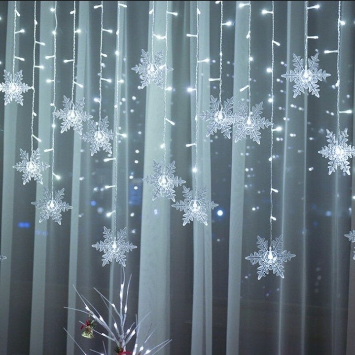 Instalație Crăciun Perdea Luminoasă Fulgi 3.5 m LED Alb Rece — Atmosferă Magică 🎄✨ Secondary image