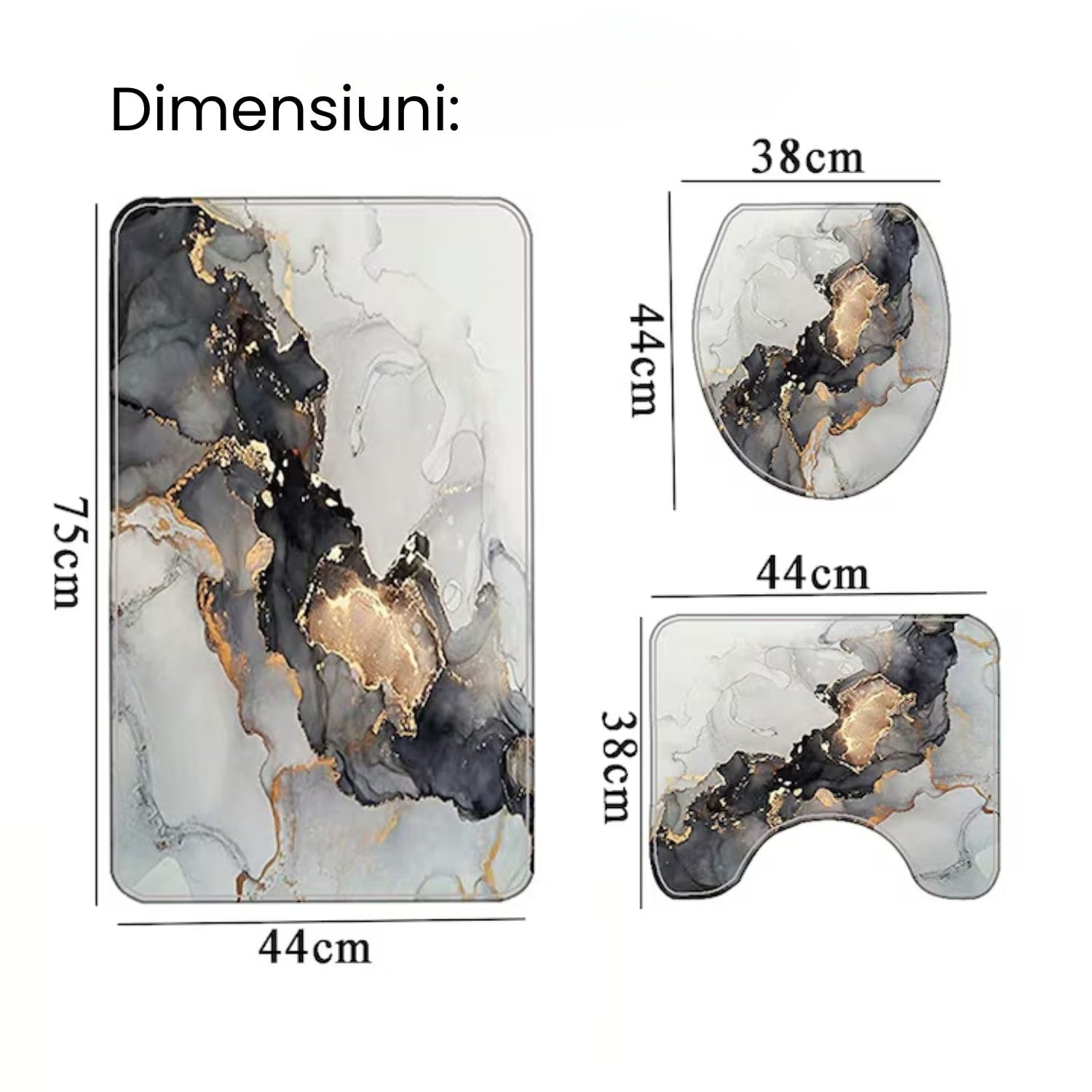 Set Covorase Antiderapante pentru Baie cu Design Marmorat — Eleganță și Siguranță 🛁✨ Secondary image