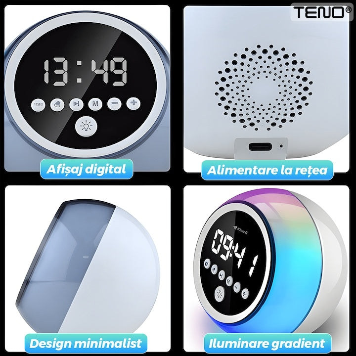 Ceas Alarmă Multifuncțional cu Bluetooth și Lumini RGB 🌈⏰