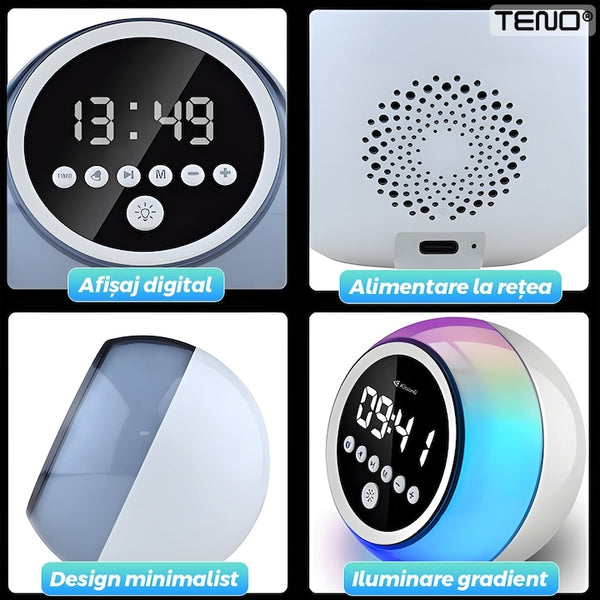 Ceas Alarmă Multifuncțional cu Bluetooth și Lumini RGB 🌈⏰