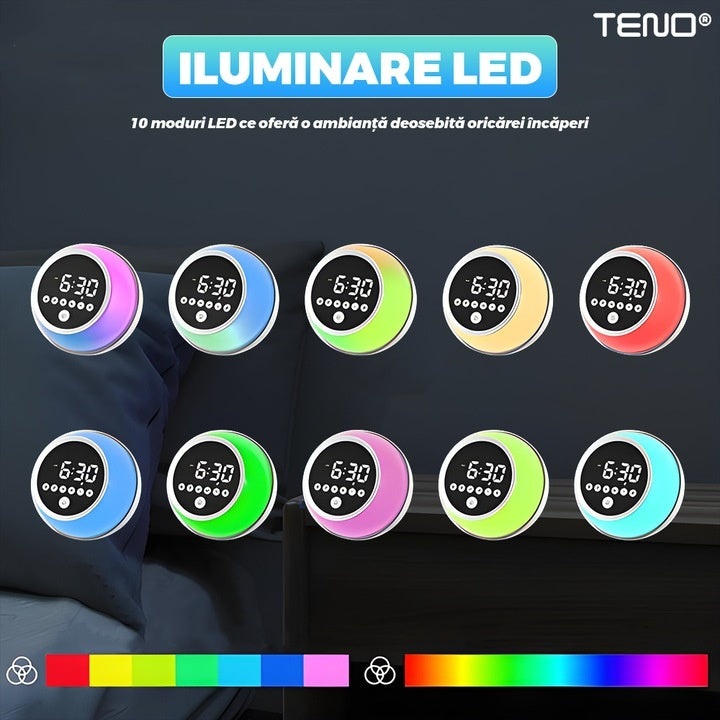 Ceas Alarmă Multifuncțional cu Bluetooth și Lumini RGB 🌈⏰