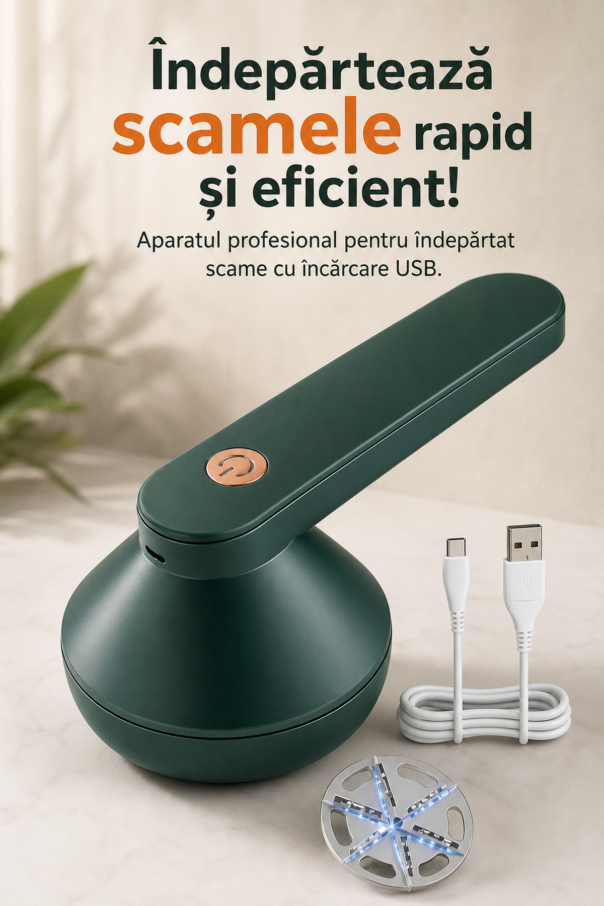 Aparat Profesional pentru Îndepărtat Scame cu Încărcare USB — Ușor de Utilizat 🌟💚 Imagine secundară a produsului