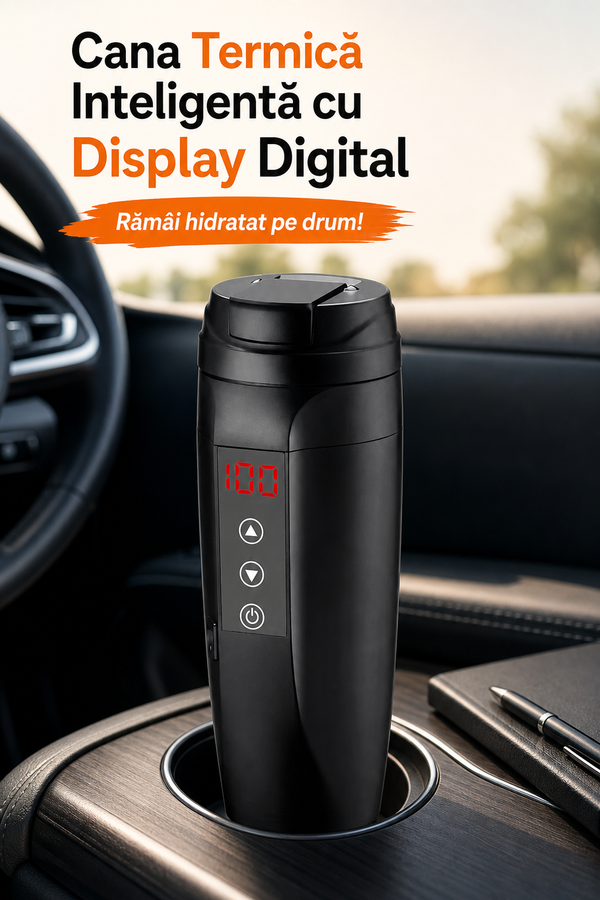 Cana Termică Inteligentă cu Display Digital — Rămâi Hidratat pe Drum! 🚗💧