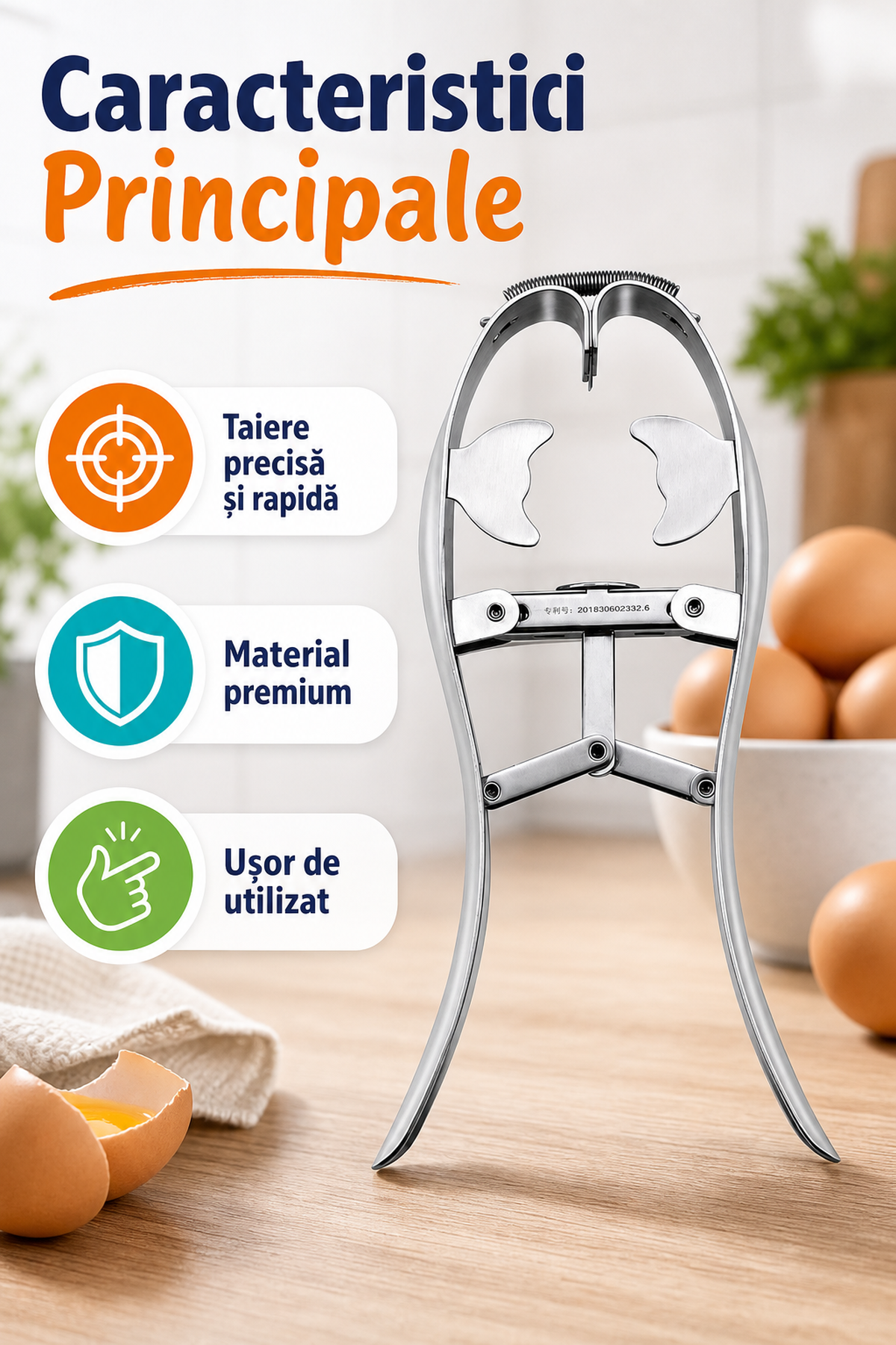 Deschizător de Ouă din Oțel Inoxidabil — Taie Rapid și Curat 🍳✨