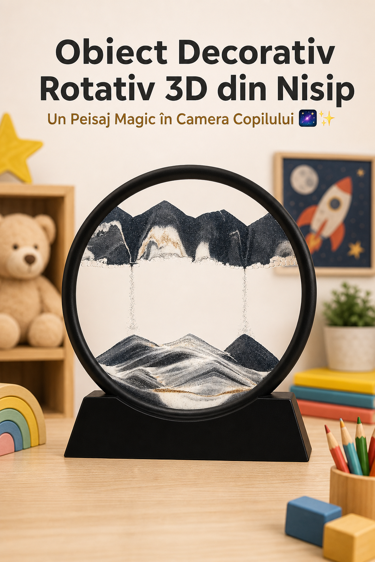 Tablou Decorativ Rotativ 3D cu Nisip — Un Peisaj Magic în Camera Copilului 🌌✨ Imagine secundară a produsului