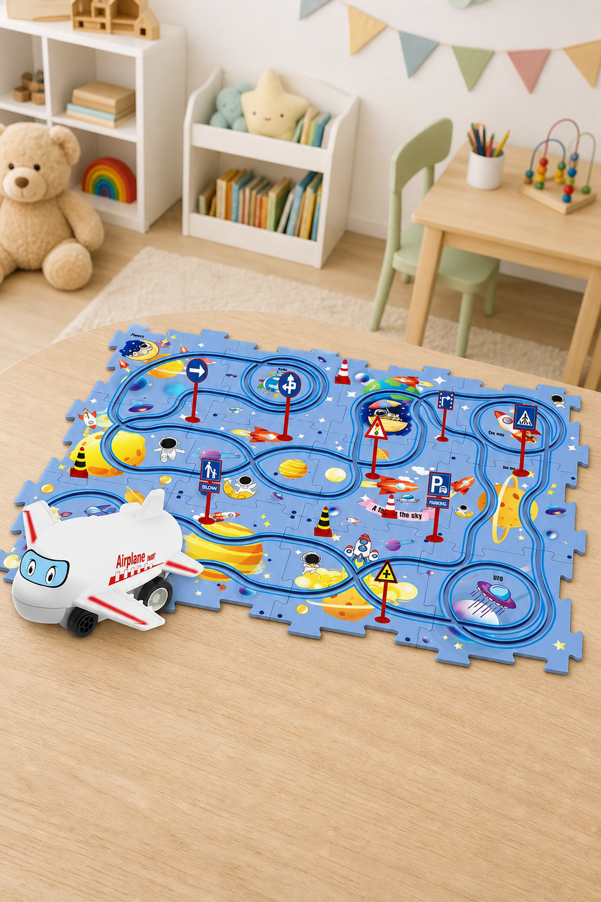 Set Puzzle Educațional cu Pistă Spațială Albastră — Distracție și Învățare! 🚀🌌 Imagine secundară a produsului