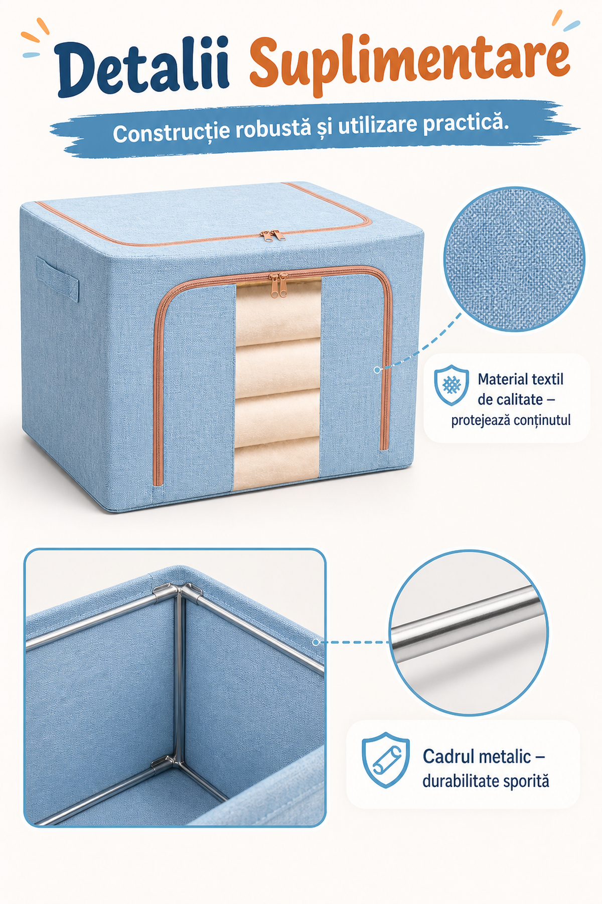 Cutie Depozitare Pliabilă 24L din Material Textil — Organizare Eficientă! 🧺✨