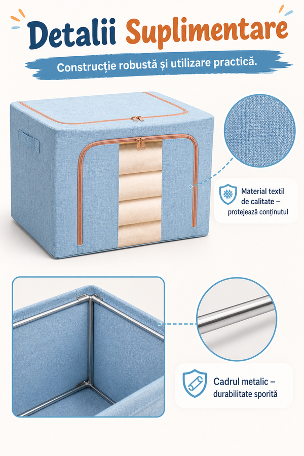 Cutie Depozitare Pliabilă 24L din Material Textil — Organizare Eficientă! 🧺✨