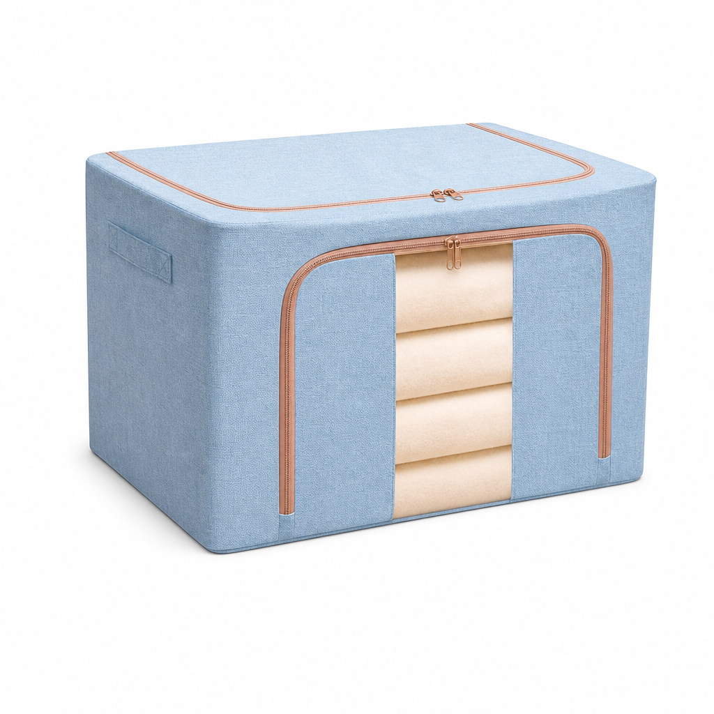 Cutie Depozitare Textil Pliabil 66L cu Fermoar și Feronă Transparentă — Spațiu Organizat! 📦✨