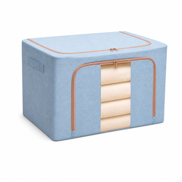 Cutie Depozitare Textil Pliabil 66L cu Fermoar și Feronă Transparentă — Spațiu Organizat! 📦✨