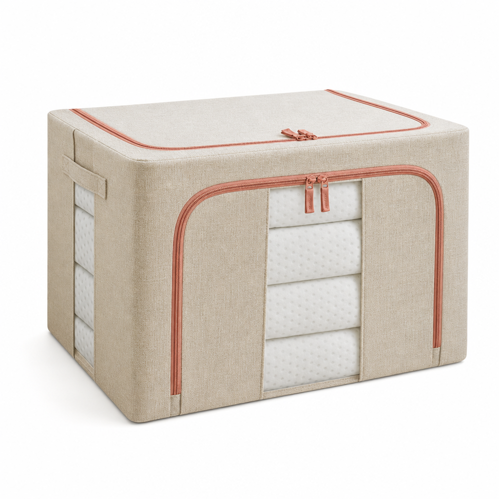 Cutie Organizatoare Textilă Pliabilă 100L cu Capac și Fermoar — Spațiu și Ordine 🧺✨ Imagine principală a produsului