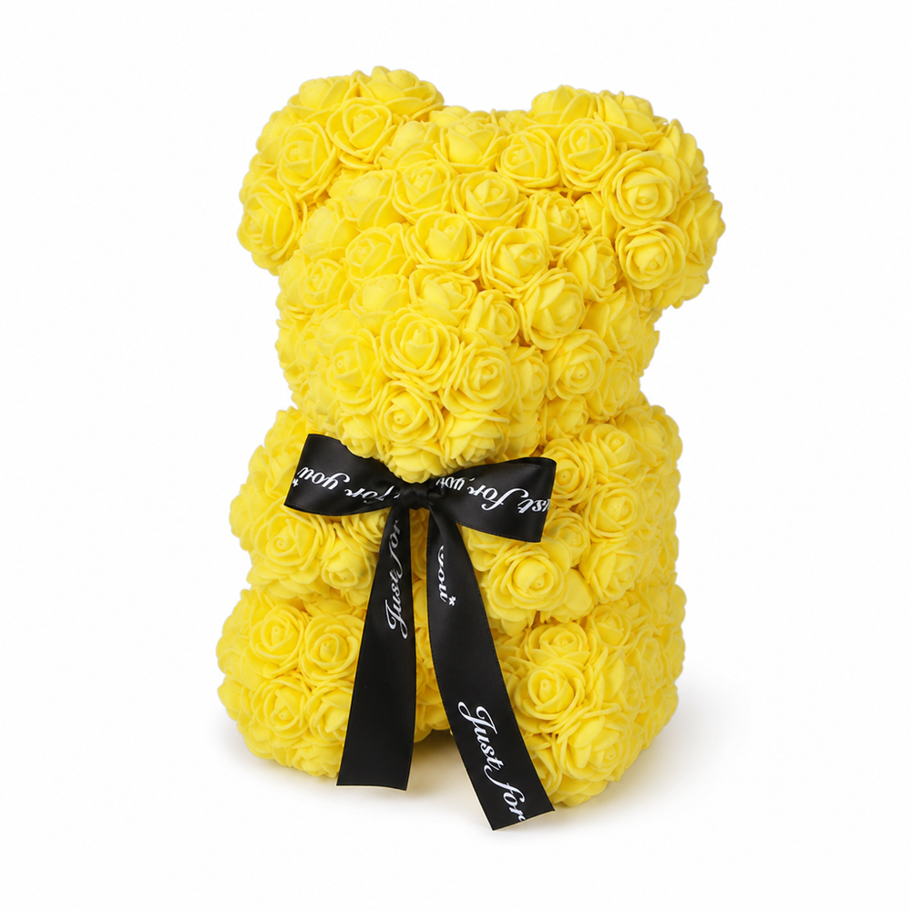 Ursuleț Galben cu Inimă din Trandafiri — Cadou Perfect pentru Iubire ❤️💐