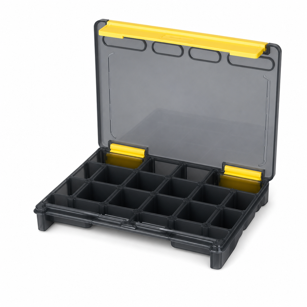 Cutie Pescuit Inclusivă din Plastic Rezistent 175x125x25 mm — Organizare Perfectă 🎣📦
