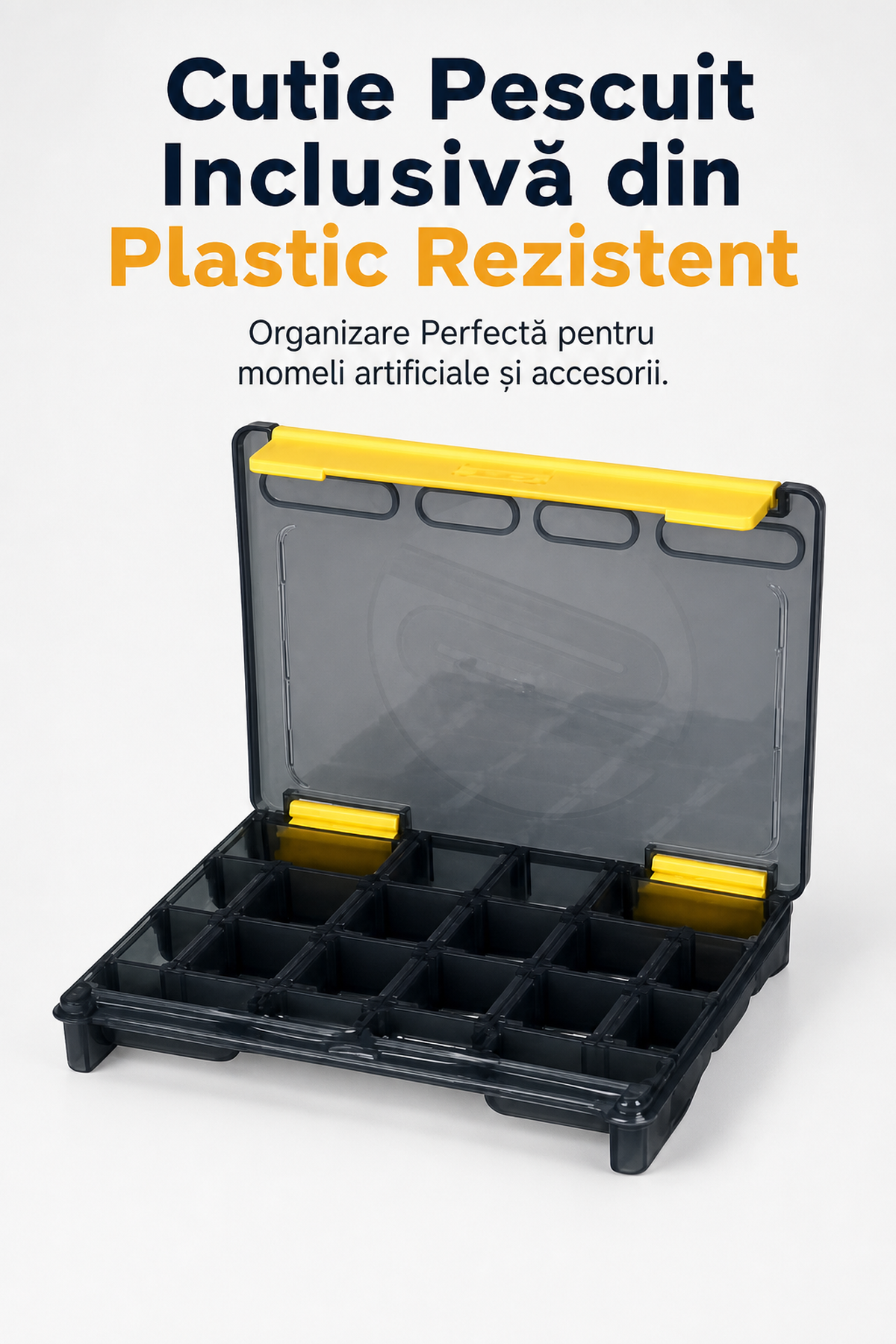 Cutie Pescuit Inclusivă din Plastic Rezistent 175x125x25 mm — Organizare Perfectă 🎣📦