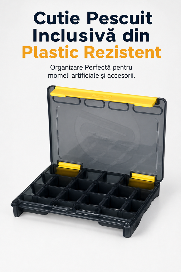 Cutie Pescuit Inclusivă din Plastic Rezistent 175x125x25 mm — Organizare Perfectă 🎣📦