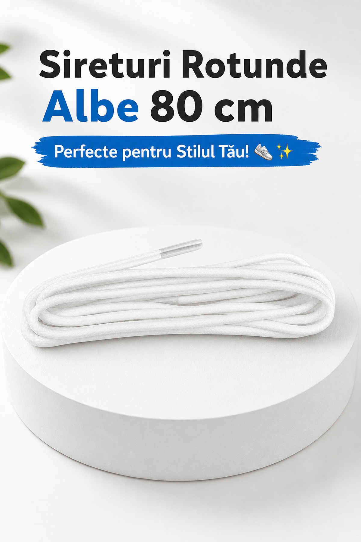 Șireturi Rotunde Albe 80 cm — Perfecte pentru Stilul Tău! 👟✨ Imagine secundară a produsului