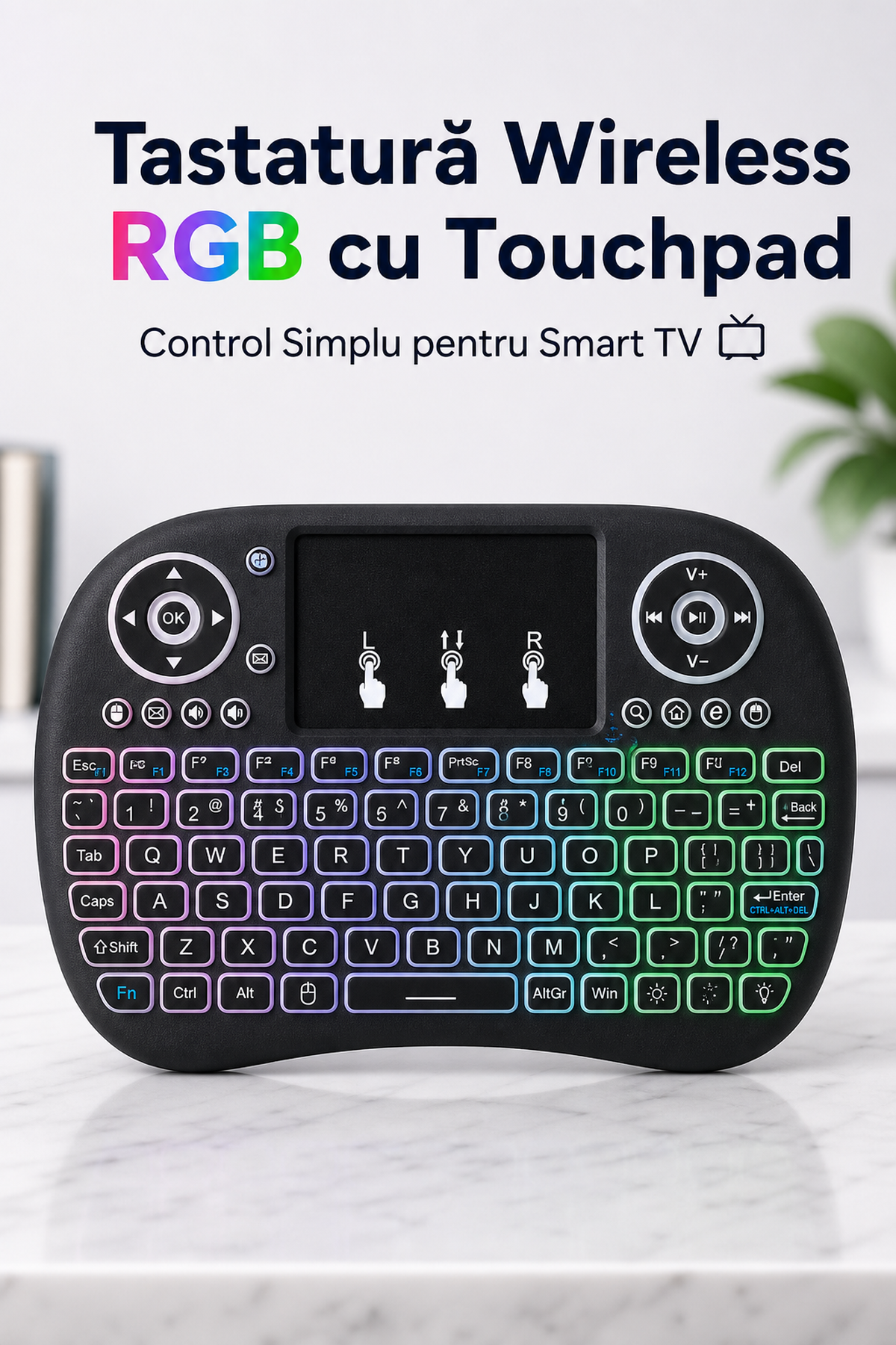Tastatură Wireless RGB cu Touchpad — Control Simplu pentru Smart TV 📺✨ Imagine secundară a produsului