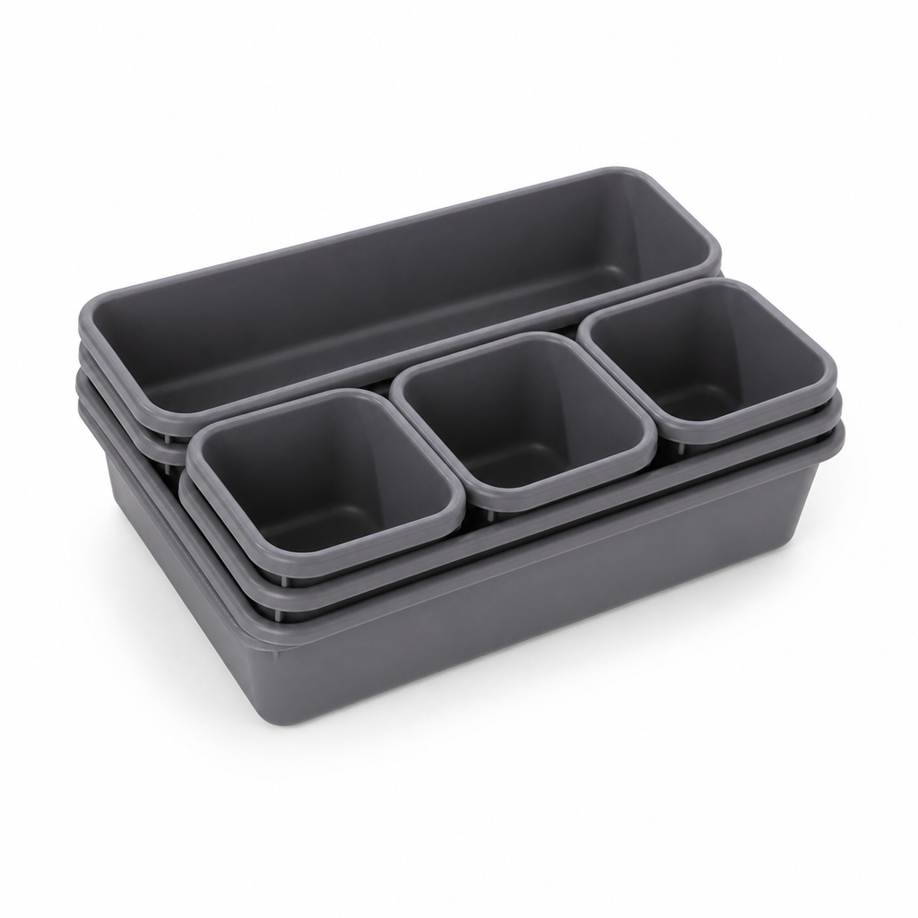 Set 8 Organizatoare Sertar din Plastic Colorat — Rafturi Ordonate cu Stil 🌈🎉 Imagine principală a produsului