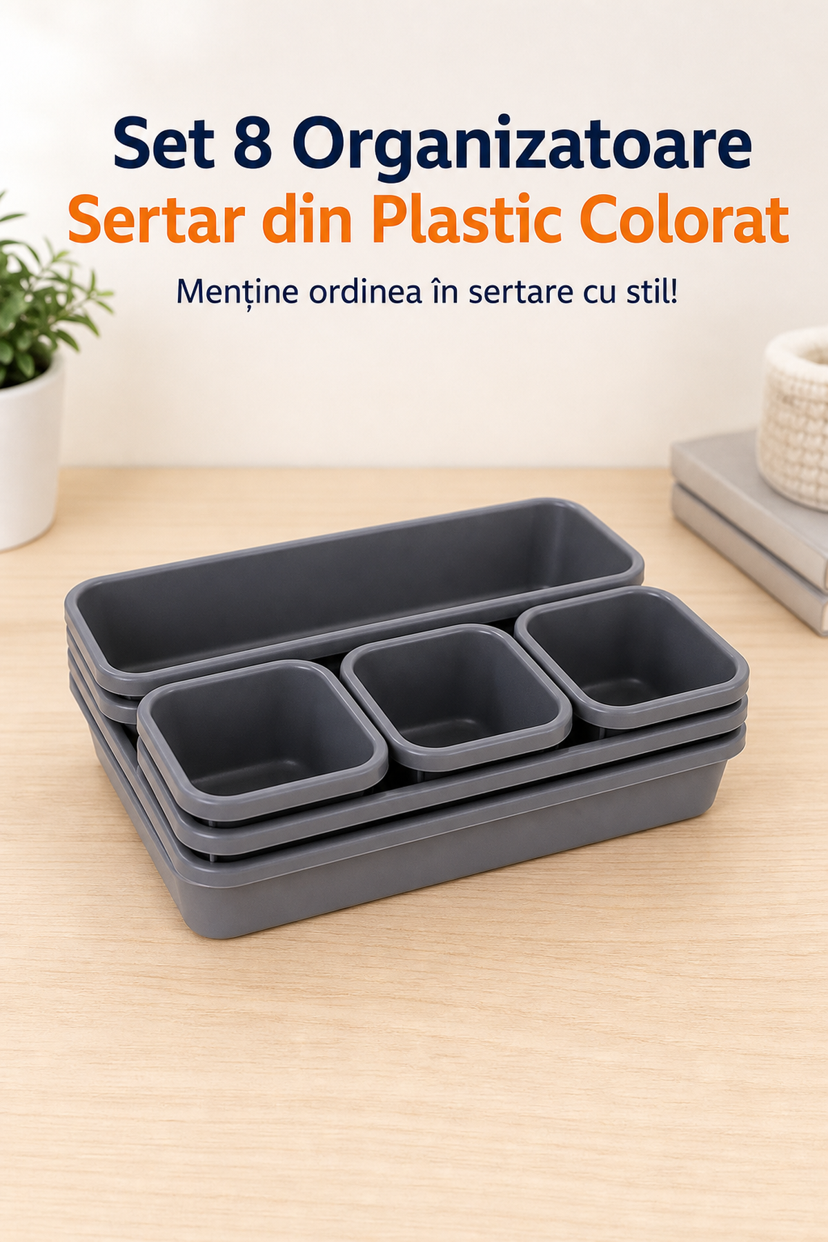 Set 8 Organizatoare Sertar din Plastic Colorat — Rafturi Ordonate cu Stil 🌈🎉 Imagine secundară a produsului