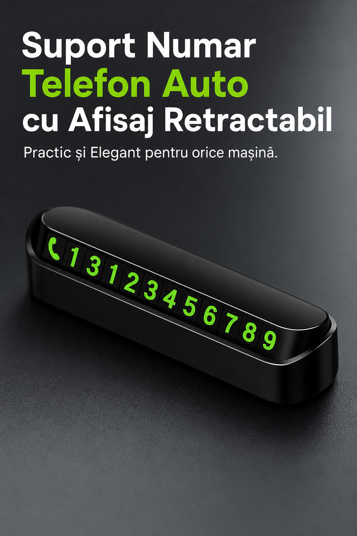 Suport Număr de Telefon Auto cu Afișaj Retractabil — Practic și Elegant 📱✨ Imagine secundară a produsului